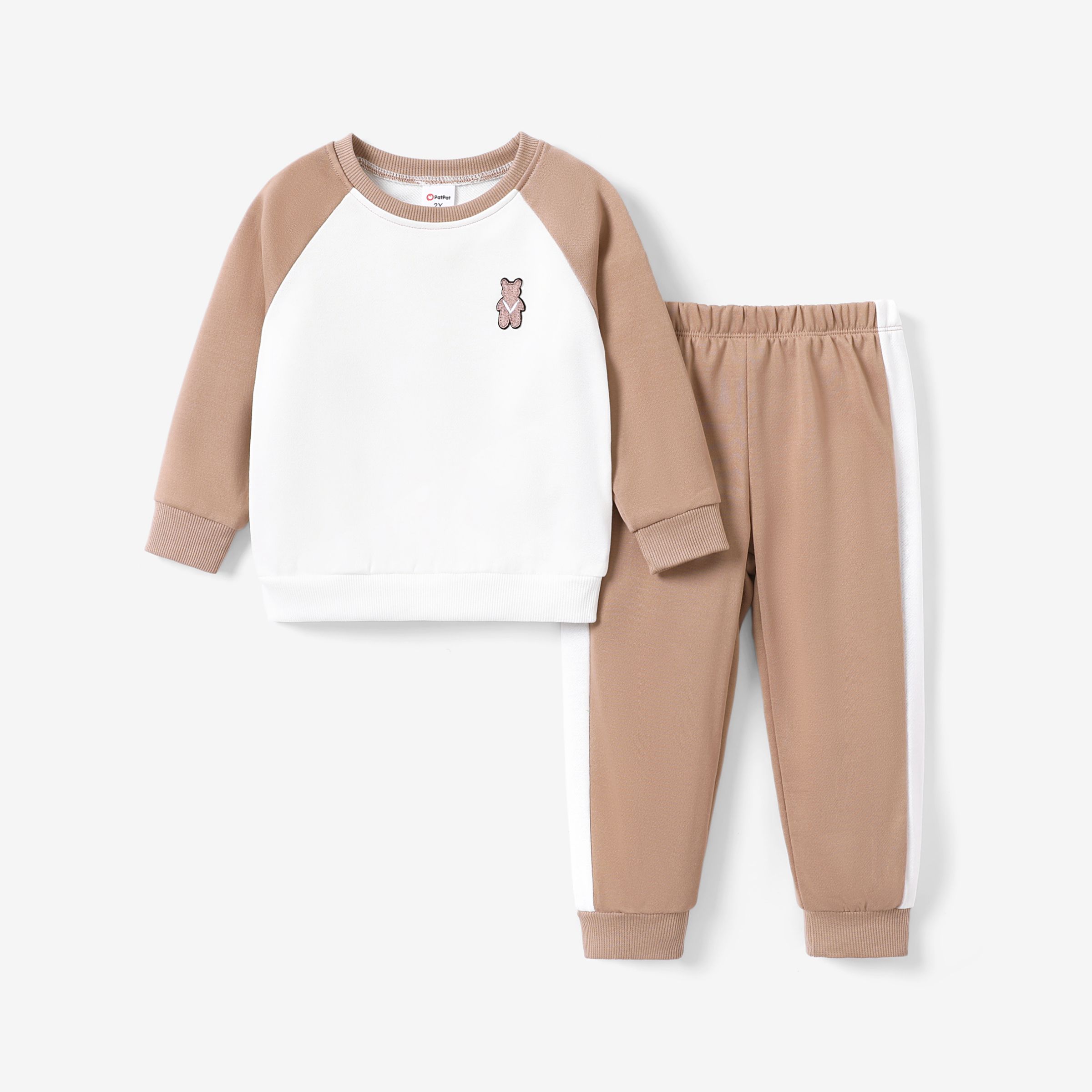 2pcs Toddler Boy Tissu Couture Animal Motif Ours Top Et Pantalon Ensemble
