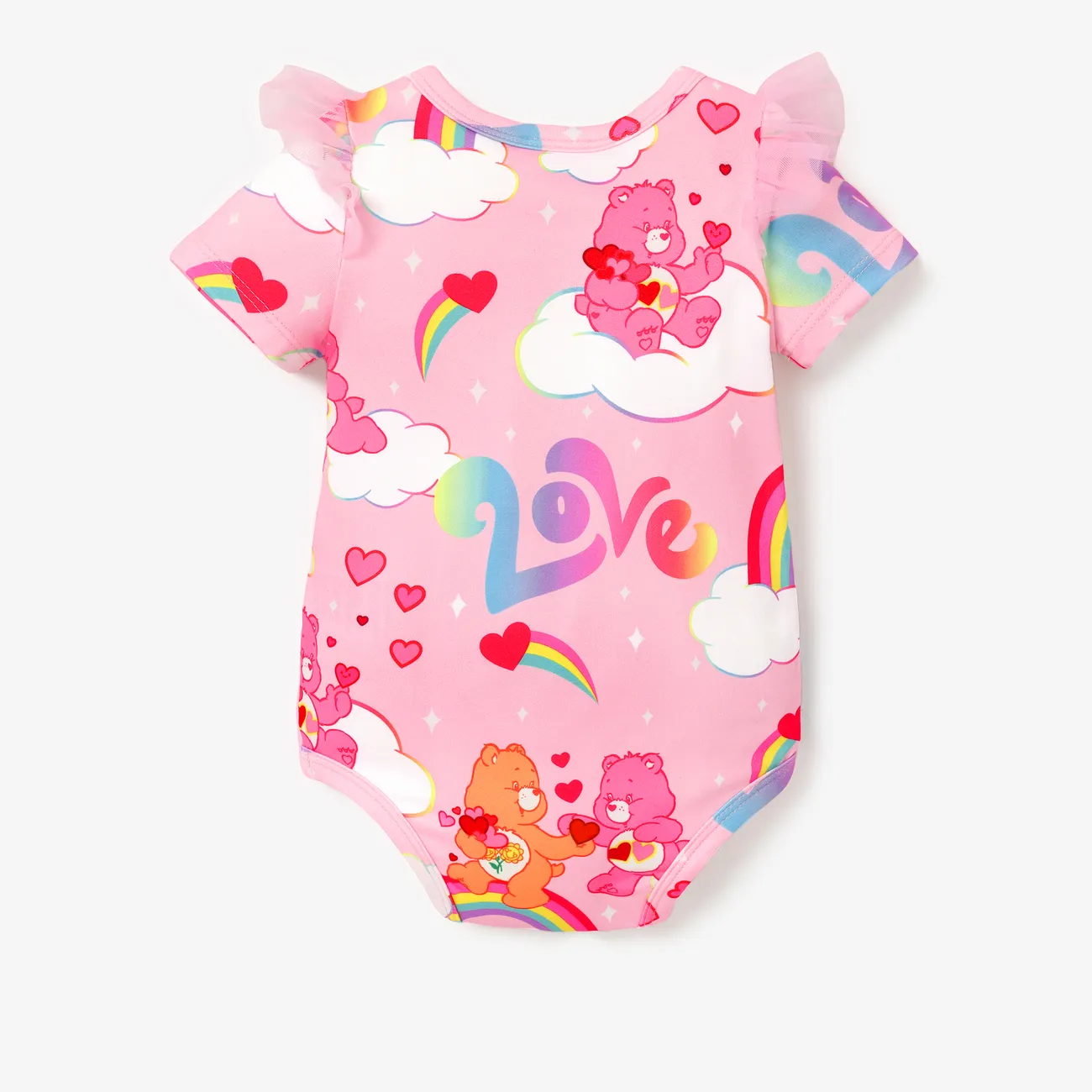 愛心小熊 母親節 嬰兒 女 喇叭袖 童趣 長袖 連身衣 粉色 big image 1
