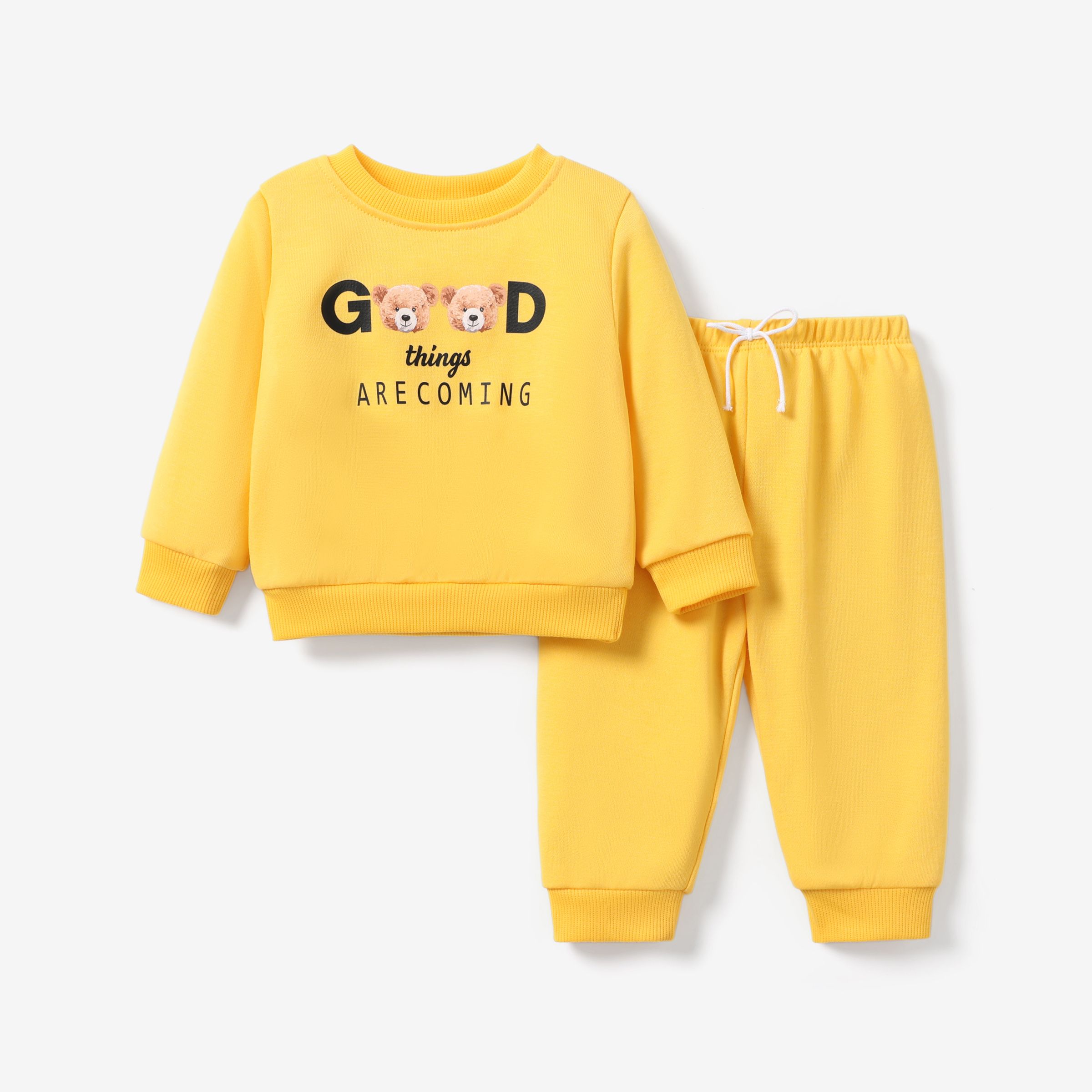 2pcs Baby Girl/Boy Childlike Bear Pattern Long Sleeve Set