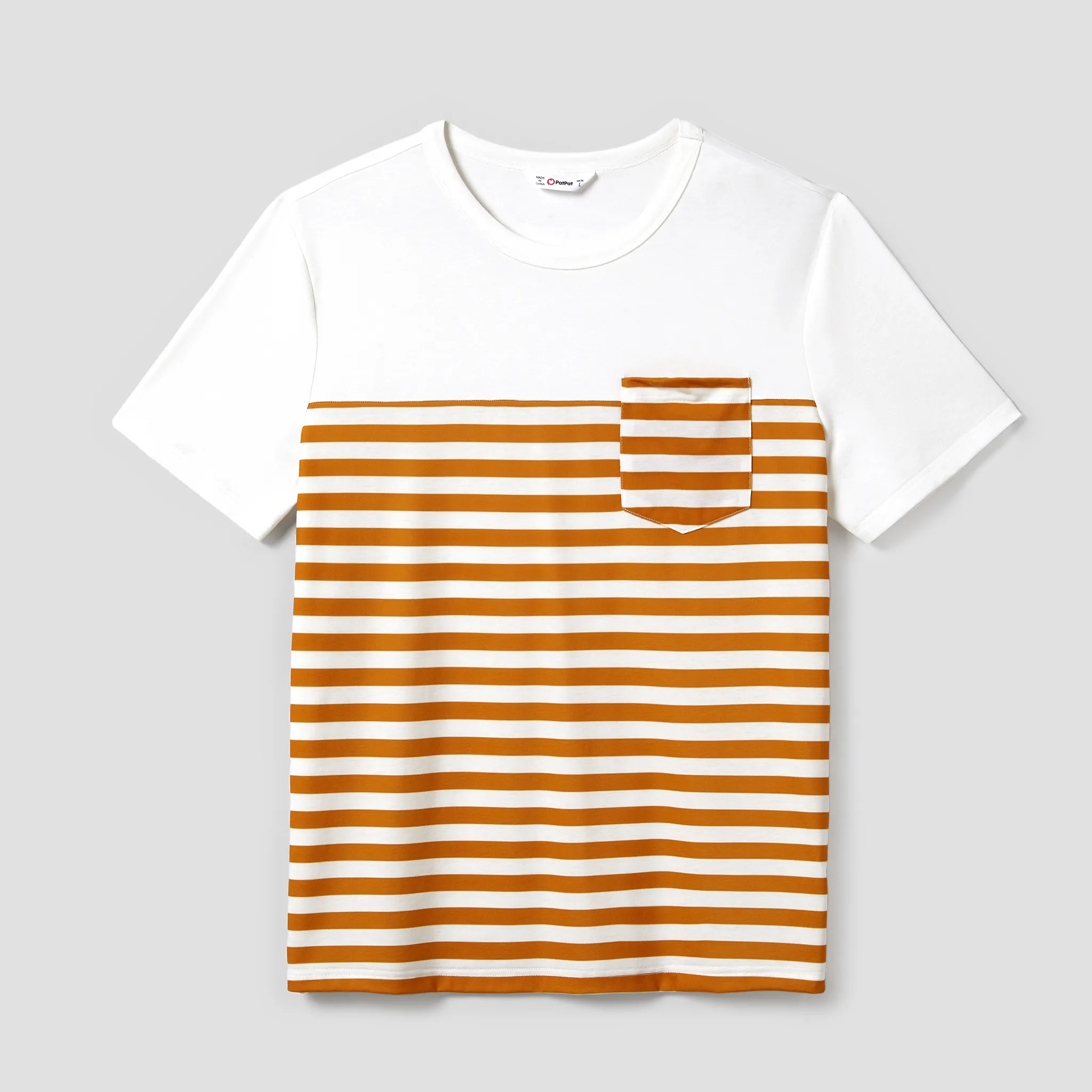 Family Matching Stripe T-shirt And White Top With Orange Polka Dot Wrap Bottom Ruffled Hem Skirt Set