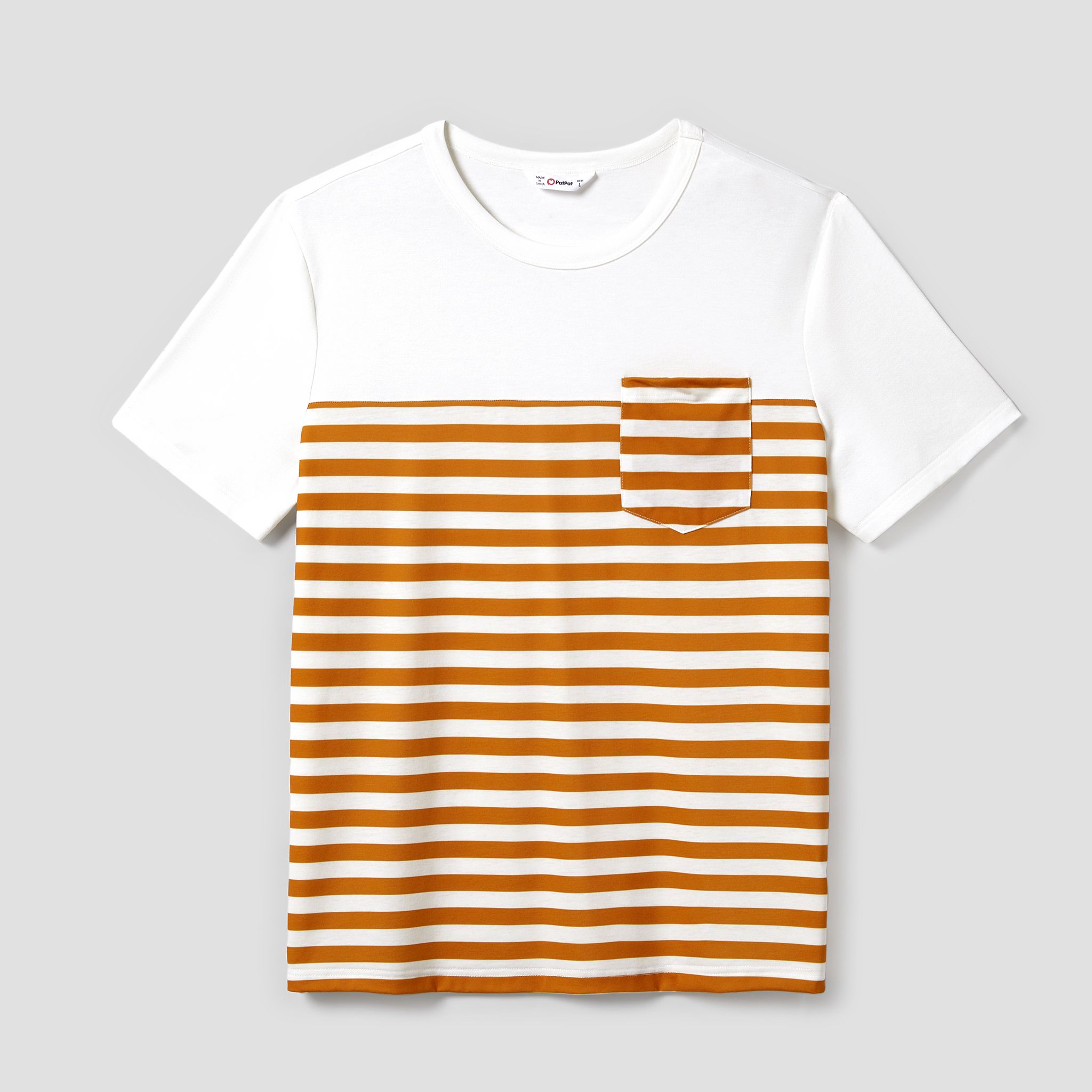 T-shirt à Rayures Assorties Pour La Famille Et Haut Blanc Avec Bas Portefeuille à Pois Orange Et Ourlet à Volants Ensemble Jupe