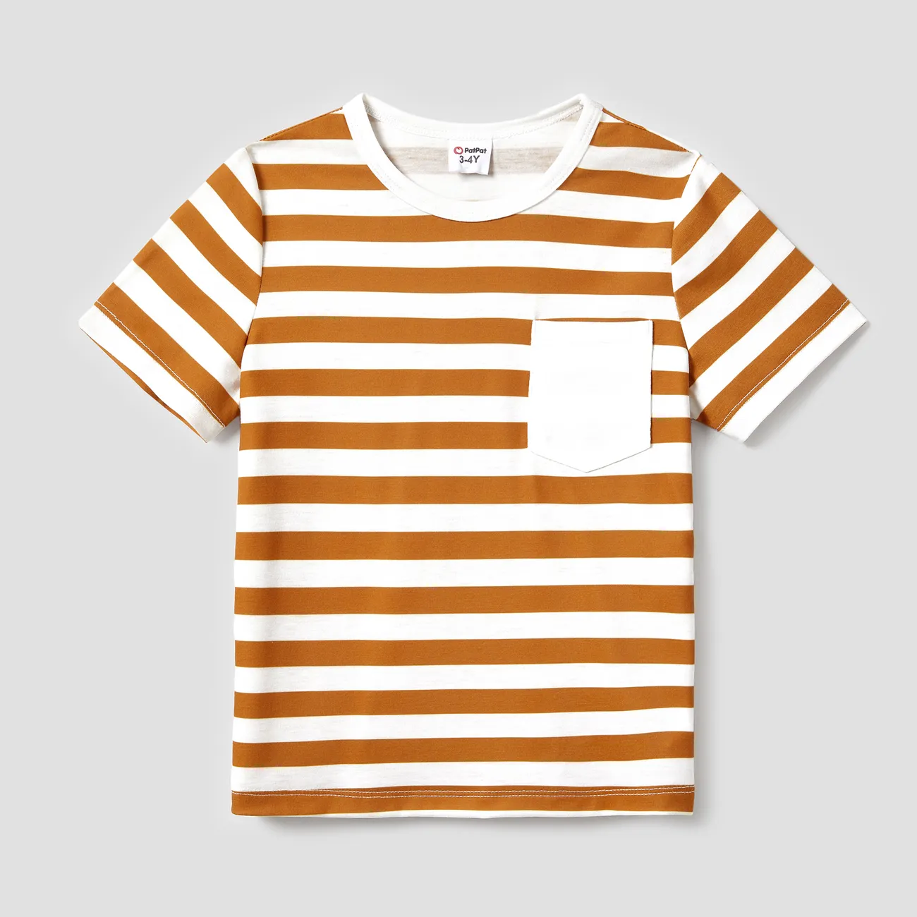 Family Matching Stripe T-shirt and White Top with Orange Polka Dot Wrap Bottom Ruffled Hem Skirt Set Color block big image 1
