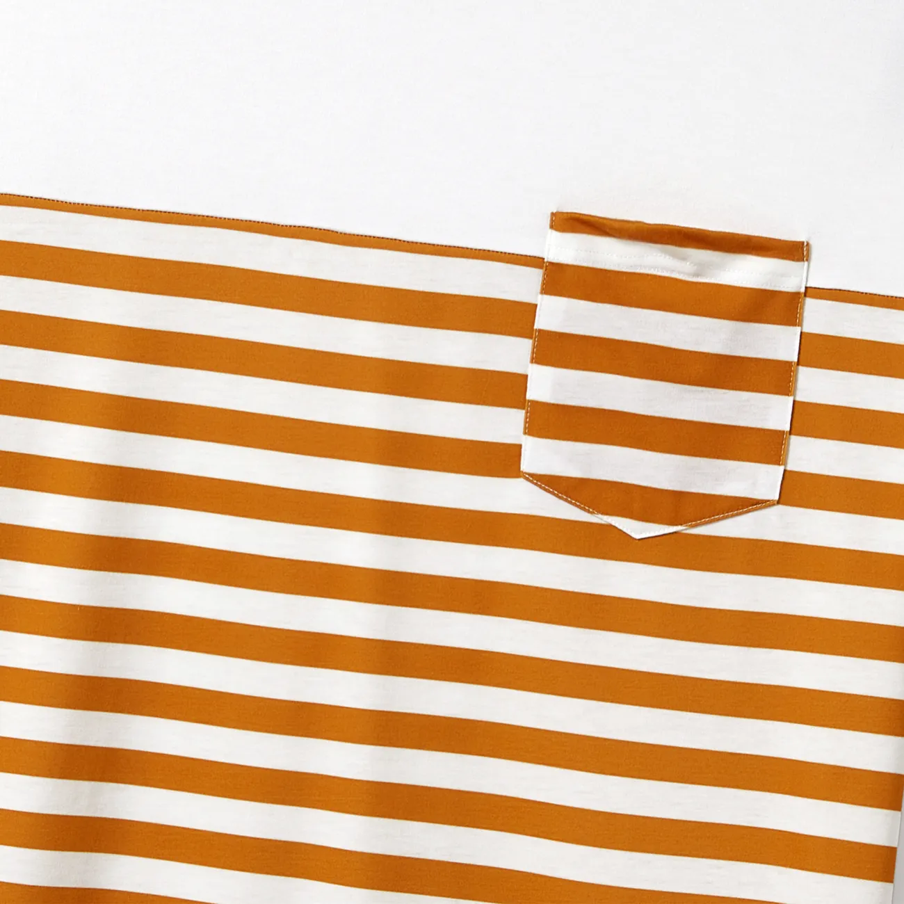 Family Matching Stripe T-shirt and White Top with Orange Polka Dot Wrap Bottom Ruffled Hem Skirt Set Color block big image 1