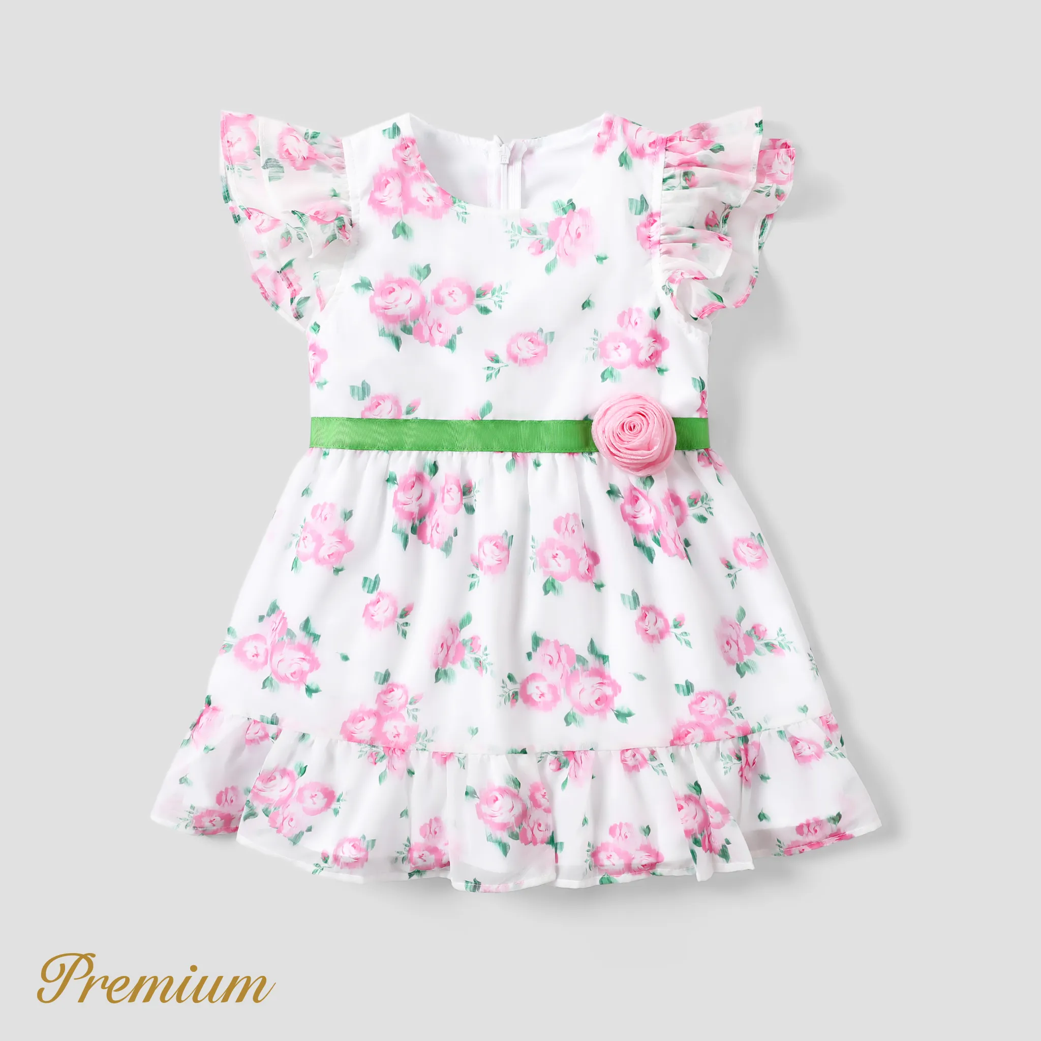 Toddler Girl Elegant Floral Ruffle Dress