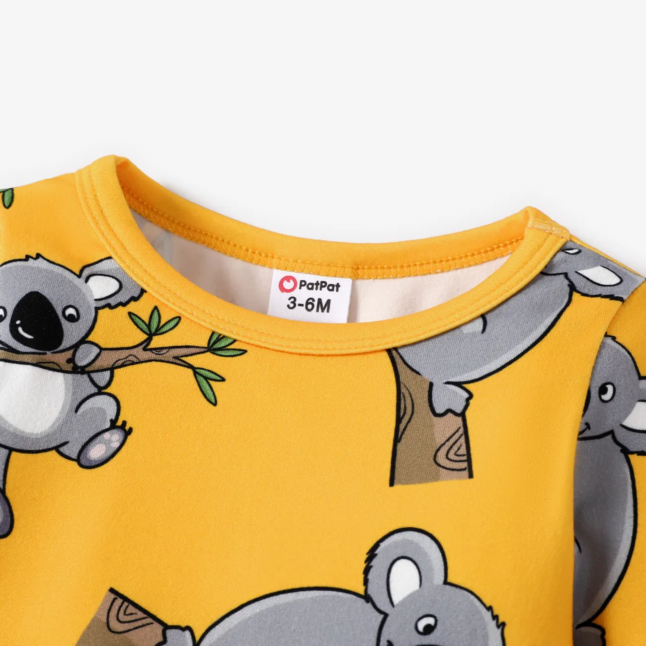 Baby Unisex Stoffnähte Koala Kindlich Langärmelig Baby-Overalls gelb big image 1
