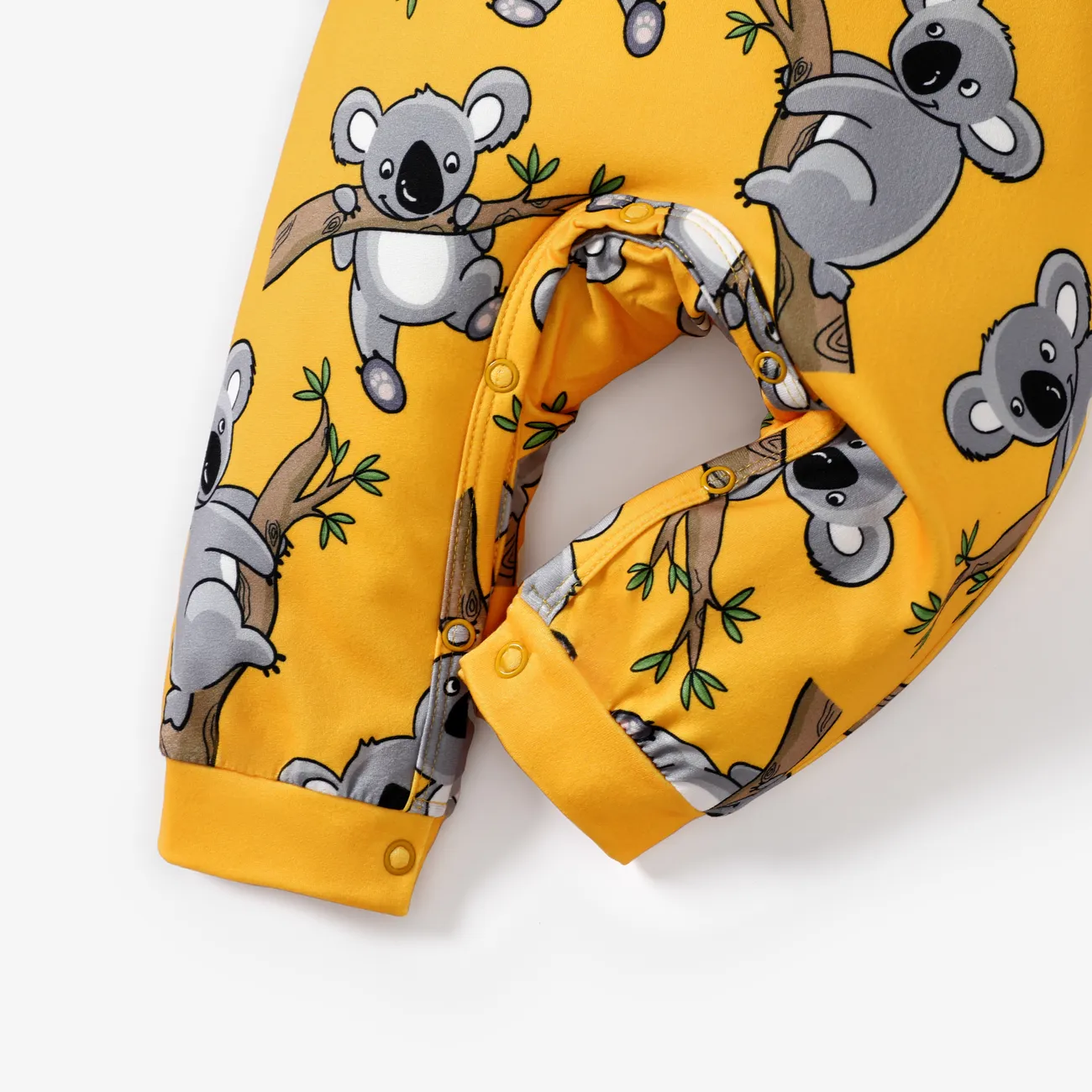 Bébé Unisexe Couture de tissus Koala Enfantin Manches longues Combinaisons Jaune big image 1