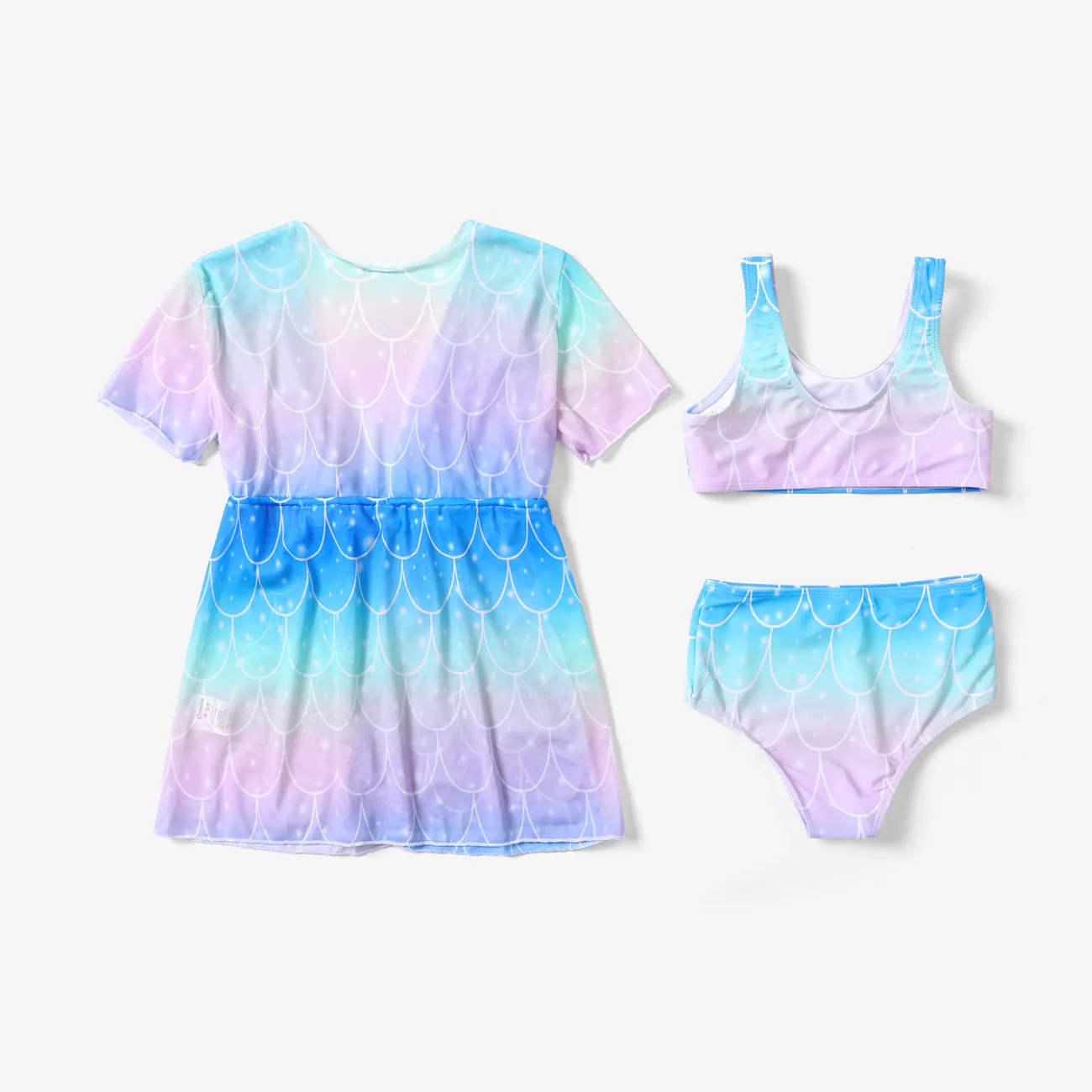 3pcs Kid Girl Sweet Marine Bandage Swimsuit Set bluishviolet big image 1