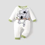 Bebé Unissexo Costuras de tecido Coala Infantil Manga comprida Macacão Branco