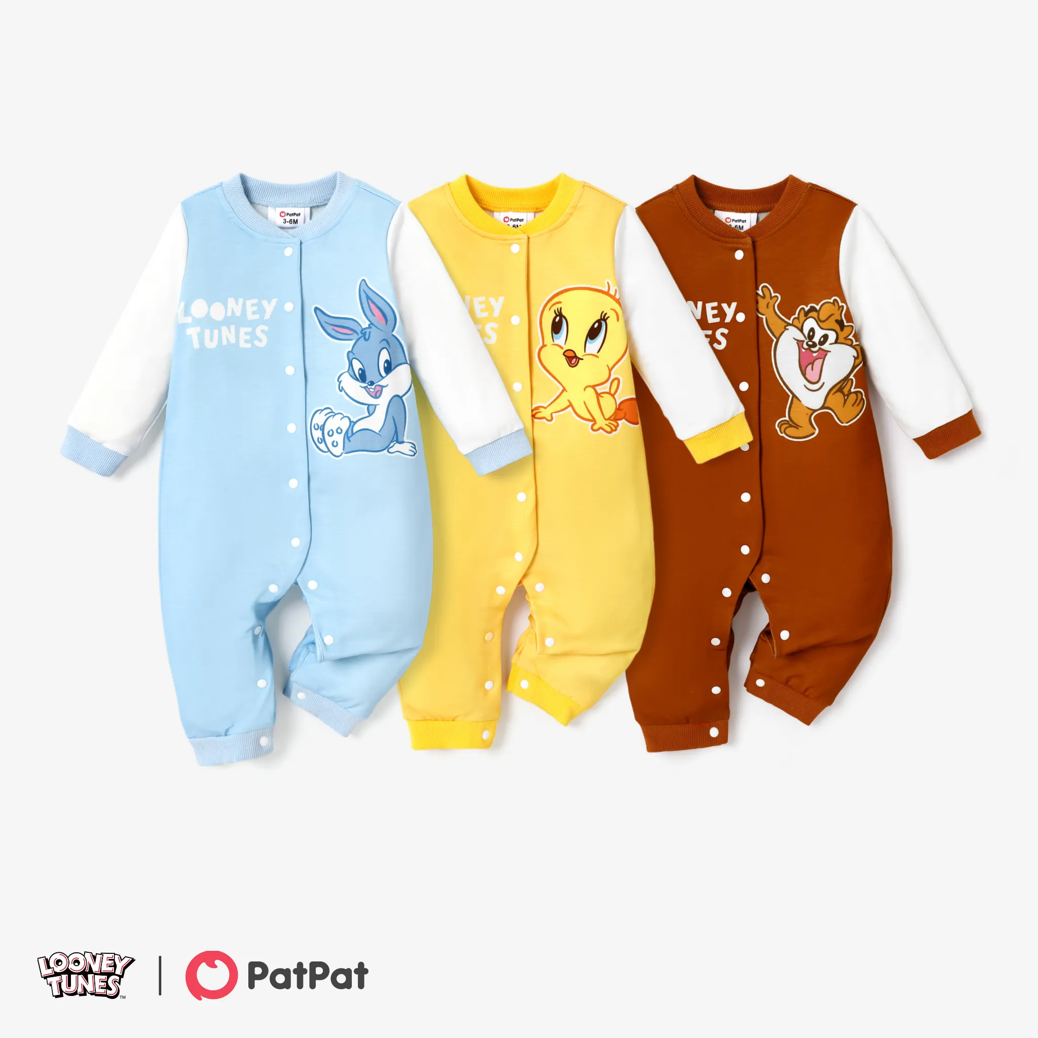 Looney Tunes Baby Boy/Girl Contrast Color Positioning Printed Romper