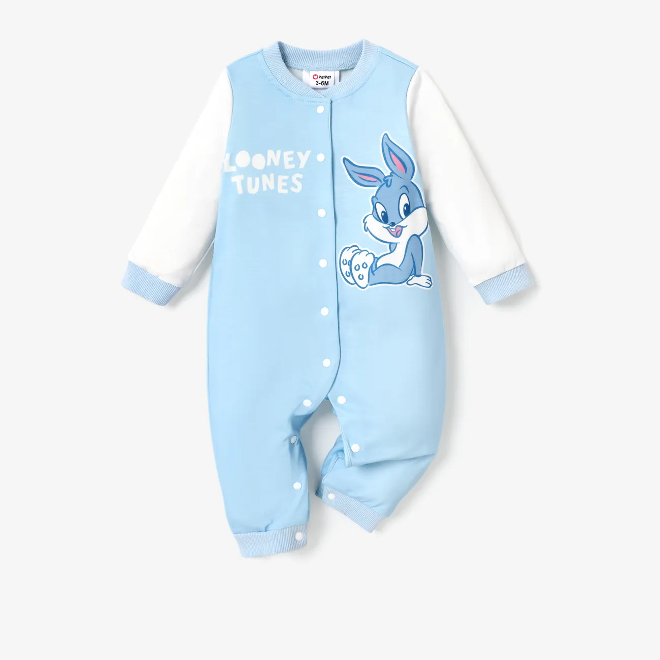 Looney Tunes Baby Boy/Girl Contrast Color Positioning Printed Romper Blue big image 1