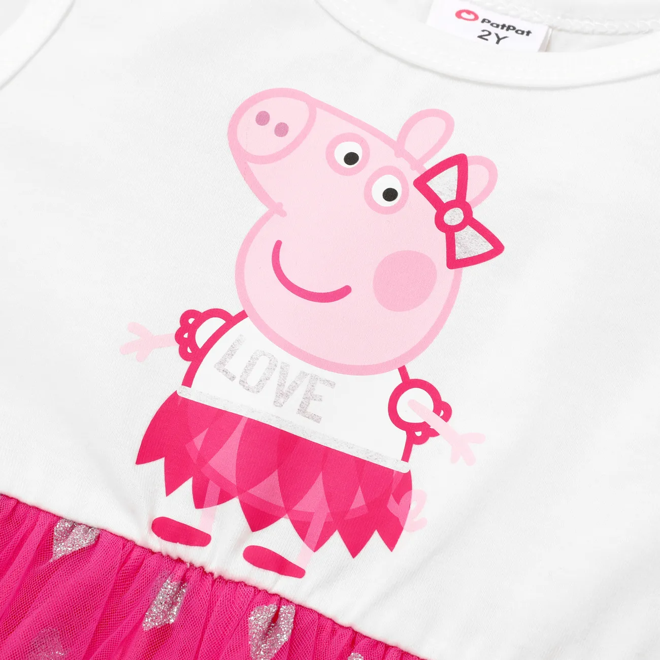 Peppa Pig Toddler Girl Short-sleeve Fungus Coat and Love Screen Print  Dress  PINK-1 big image 1
