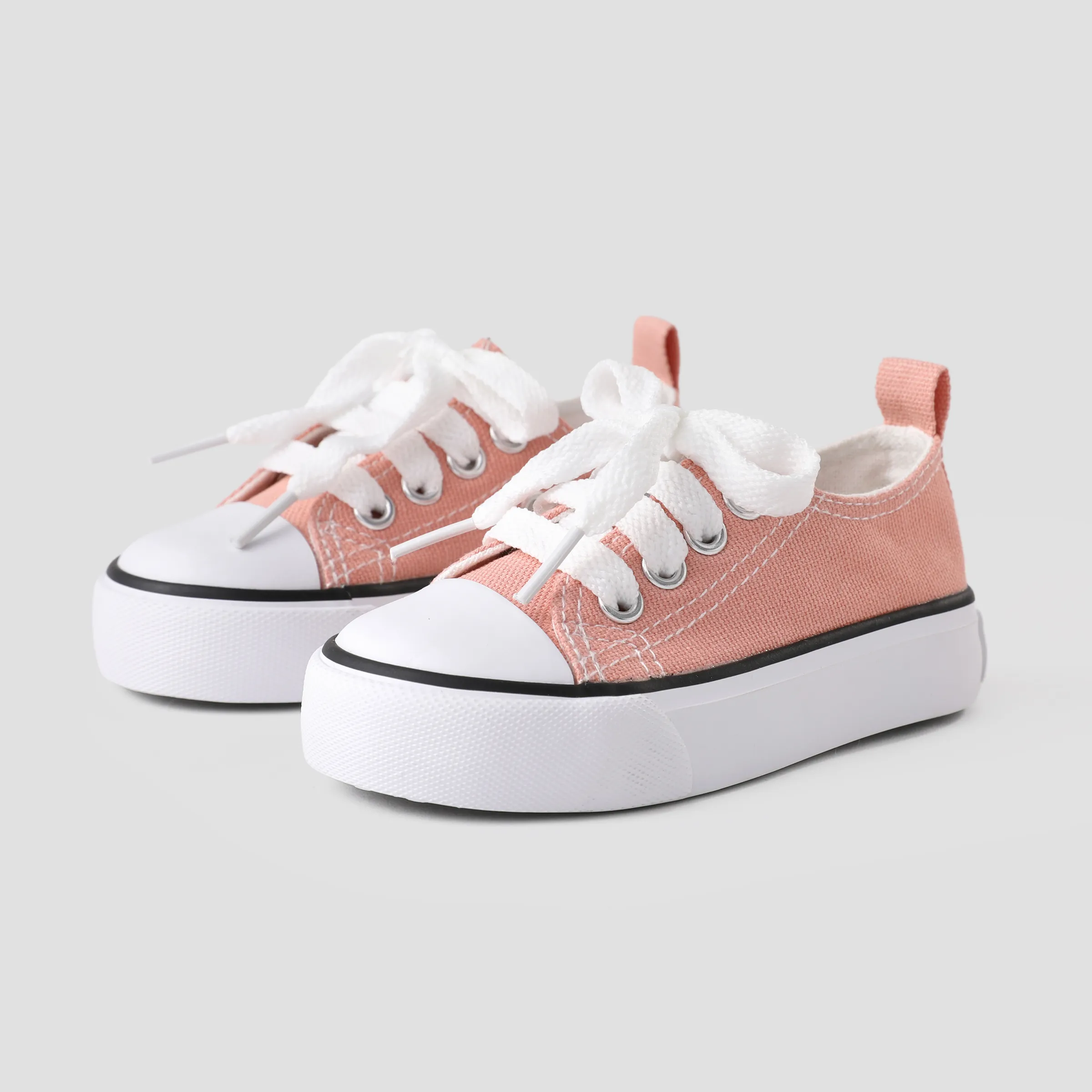 Toddler / Kids Solid Soft Sole Canvas Shoes (Letters on the heel and tongue of the shoe) (Random delivery of different soles) Pink