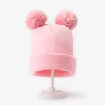 Baby/toddler knitted hat warm fur ball hat Pink