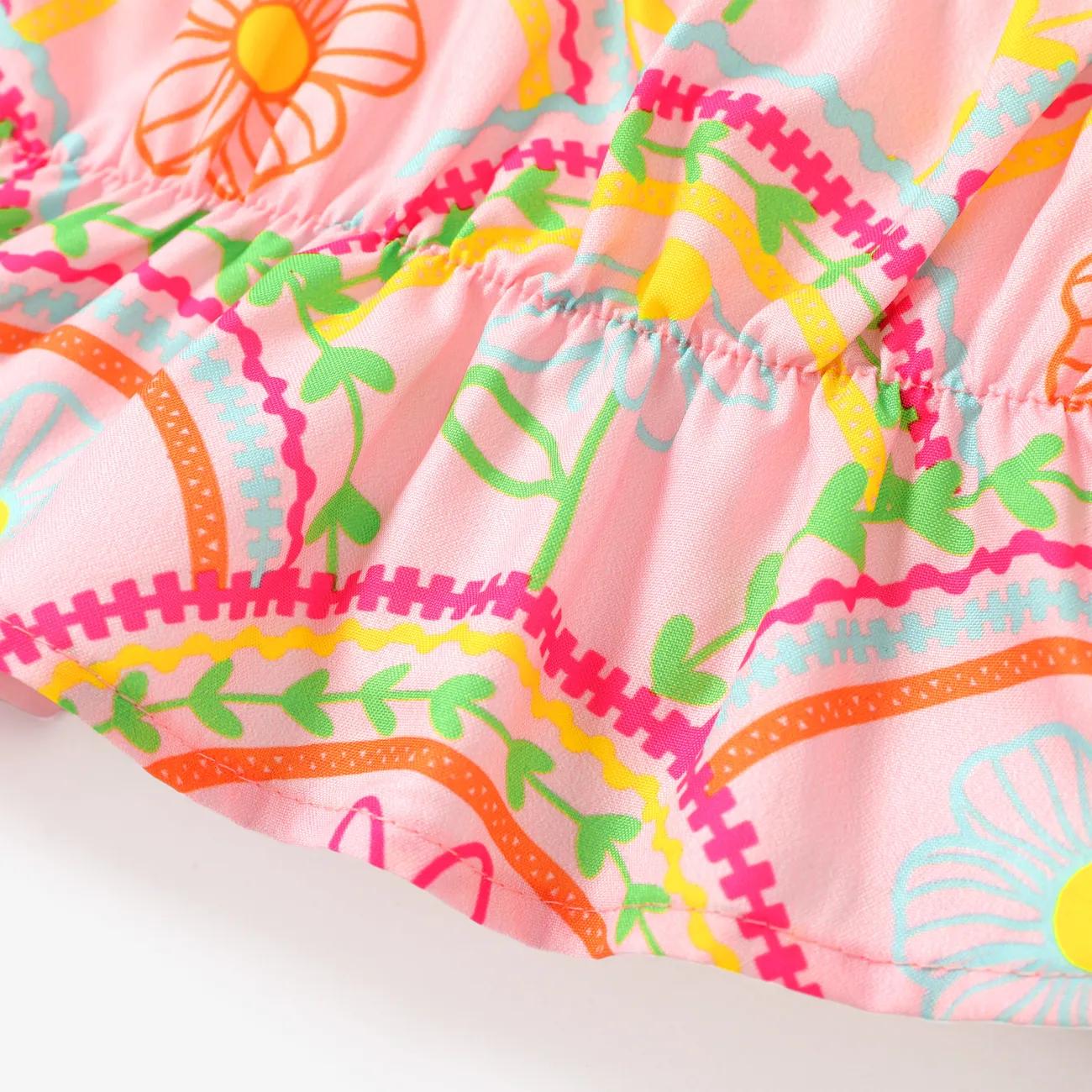 2pcs Toddler Girl Sweet Floral Print Cami Top and Shorts Set Multi-color big image 1