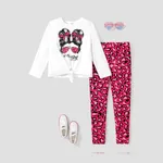 2 unidades Criança Conjuntos Menina Personagens Cordões Fato de manga comprida e calças rosa branco