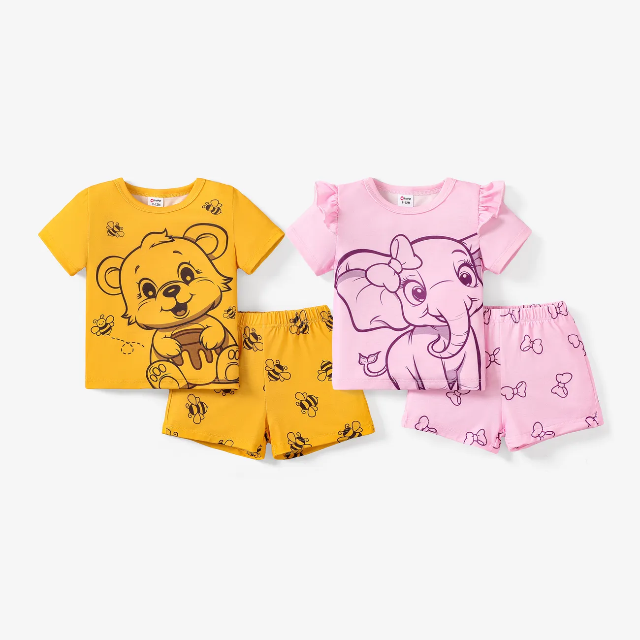 2pcs bebê / crianças menina / menino pijama infantil / roupas de casa Rosa big image 1