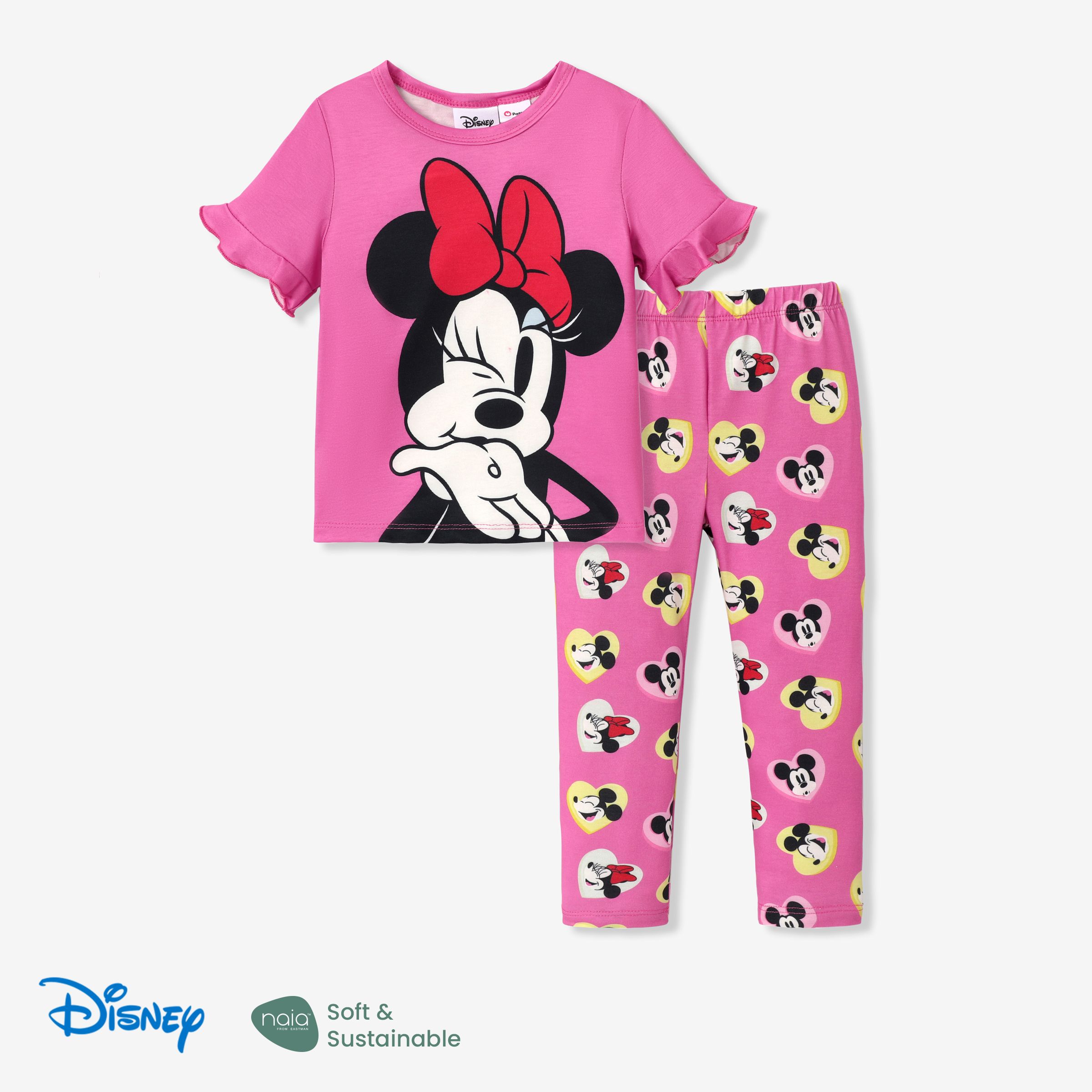 Disney Mickey And Friends Valentine's Day Toddler Girl Naiaâ¢ Character Print Tee And Pants Set