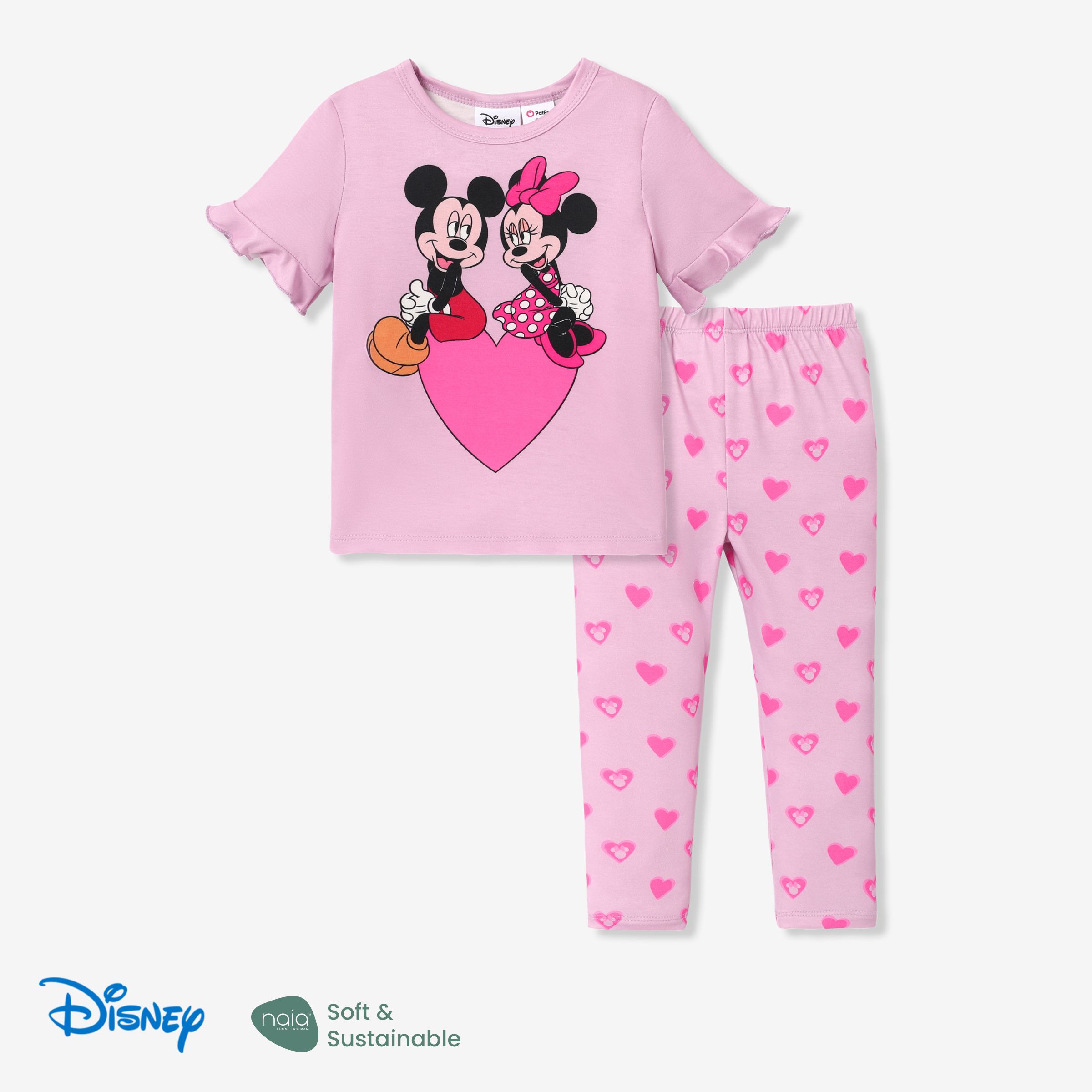 Disney Mickey And Friends Valentine's Day Toddler Girl Naiaâ¢ Character Print Tee And Pants Set