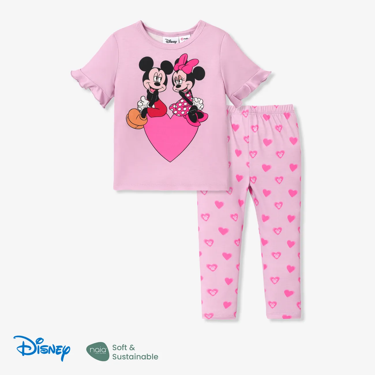 Disney Mickey and Friends Día de la Madre 2 unidades Niño pequeño Chica Volantes Dulce conjuntos de camiseta Rosado big image 1