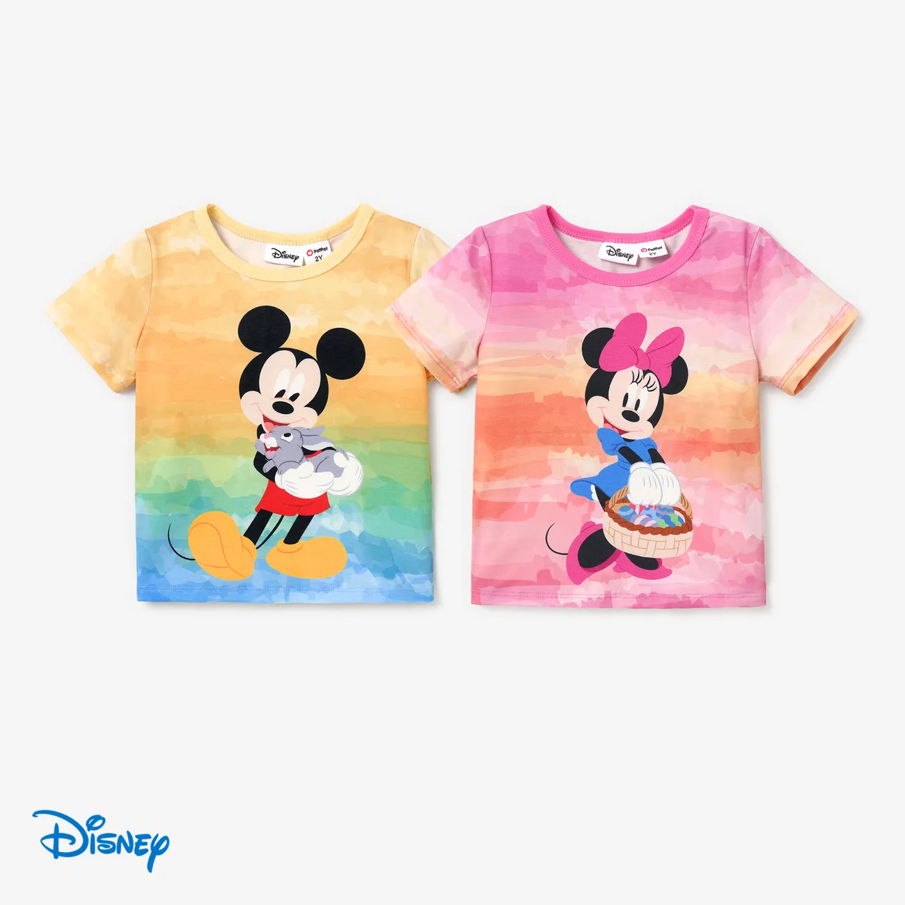 Disney Mickey et ses amis 1pc enfant en bas âge/enfant fille/garçon personnage noué/rayure/coloré imprimé Naia™ T-shirt à manches courtes Bloc de Couleur big image 1