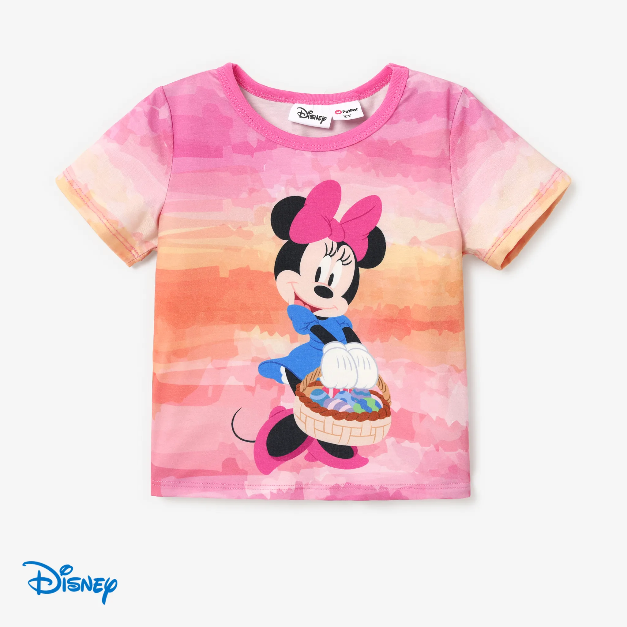 Disney Mickey and Friends 1pc Toddler/Kid Girl/Boy Character Tyedyed/Stripe/Colorful Print Naia™ Short-sleeve Tee Pink-orange