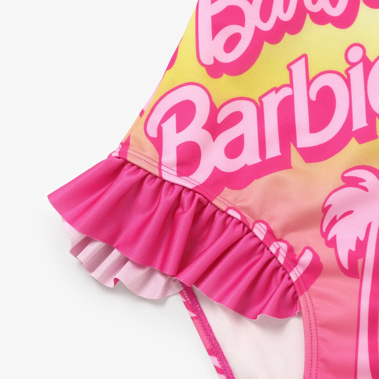 Barbie Mommy and Me Big Letter Logo Gradient Beach Ruffles Strap One-Piece Swimsuit Colorful big image 1