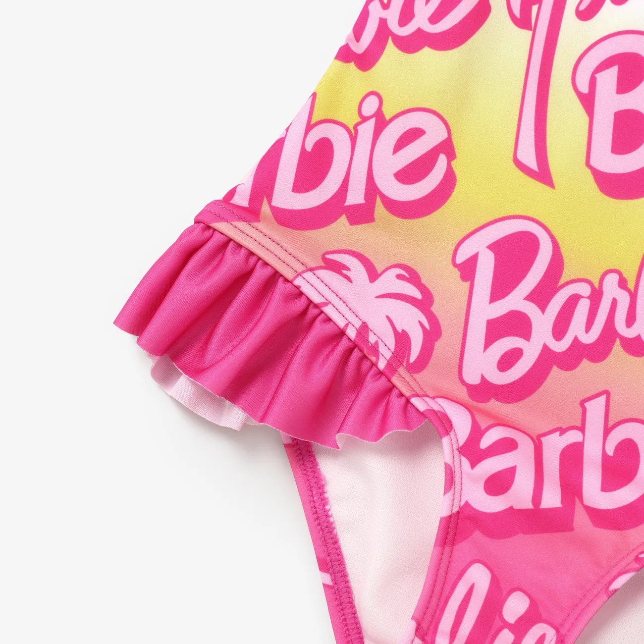 Barbie Mommy and Me Big Letter Logo Gradient Beach Ruffles Strap One-Piece Swimsuit Colorful big image 1