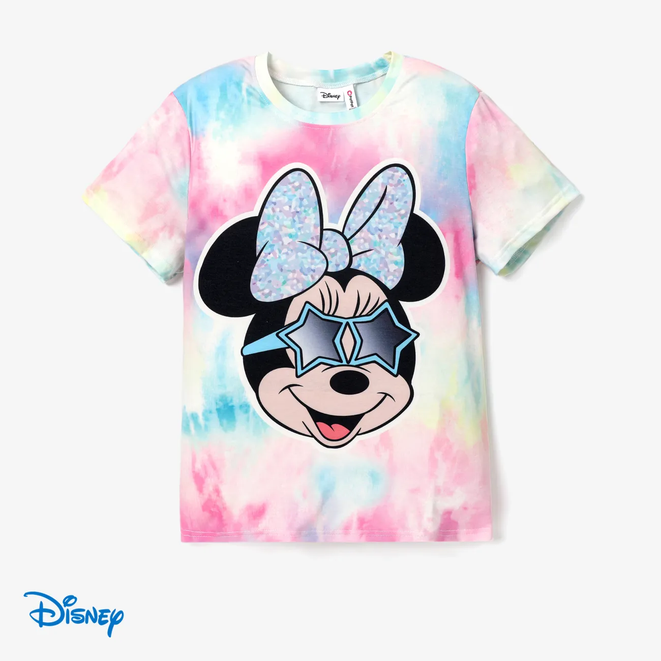 Disney Mickey and Friends Family Matching Character Print Short-sleeve T-shirt Pink big image 1