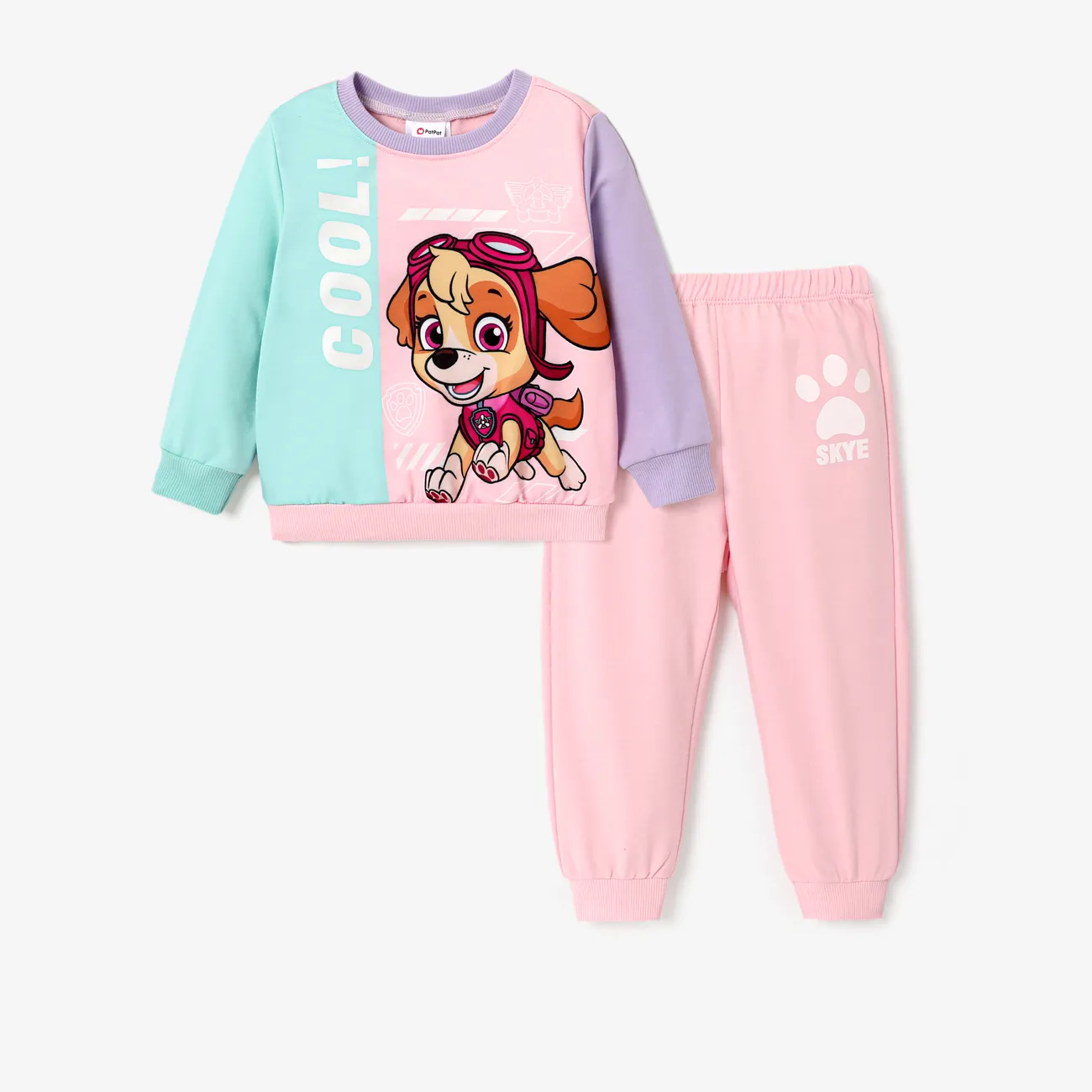 PAW Patrol Toddler Boy/Girl Contrasting Color Stitching Top and Pants Suit Pink big image 1