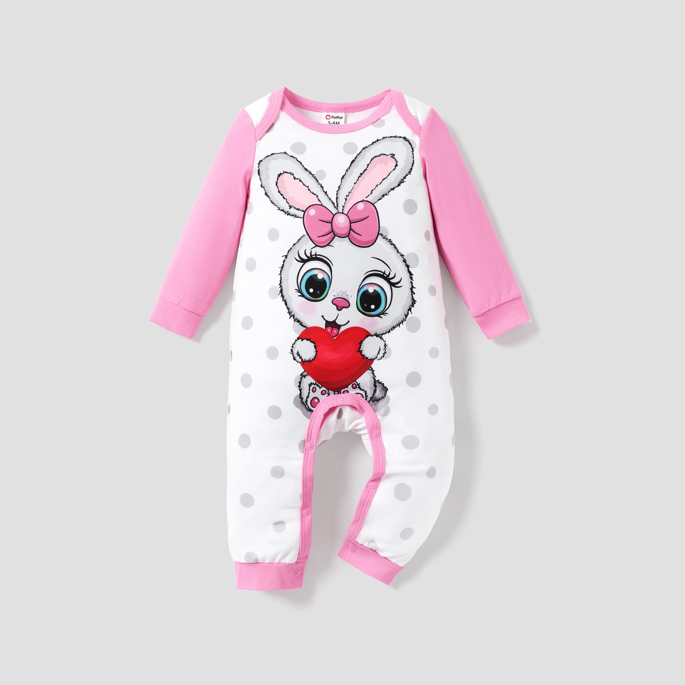 Baby Girl/Boy Sweet Animal-patterned Valentine's Day Jumpsuit