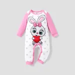 Baby Girl/Boy Sweet Animal-patterned Valentine's Day Jumpsuit Pink
