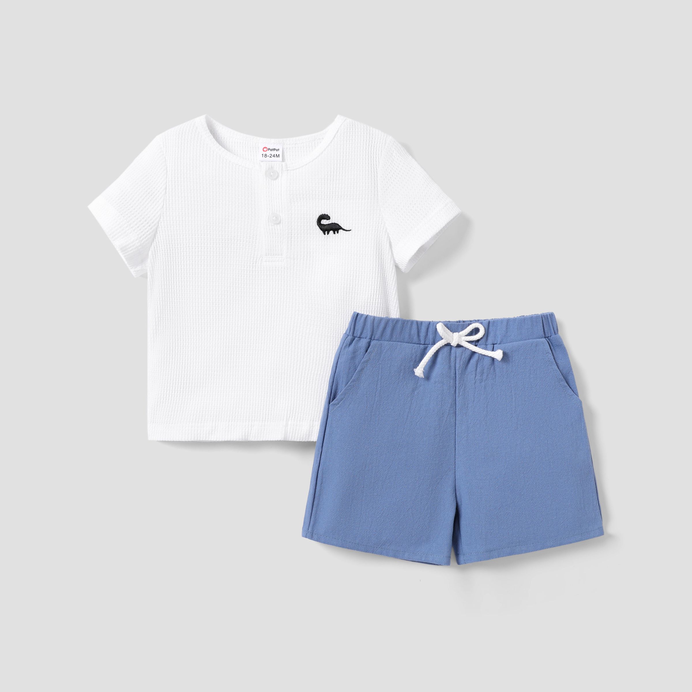 2pcs Toddler Boy's Dinosaur  Secret Button Design Casual Top And Pants Set