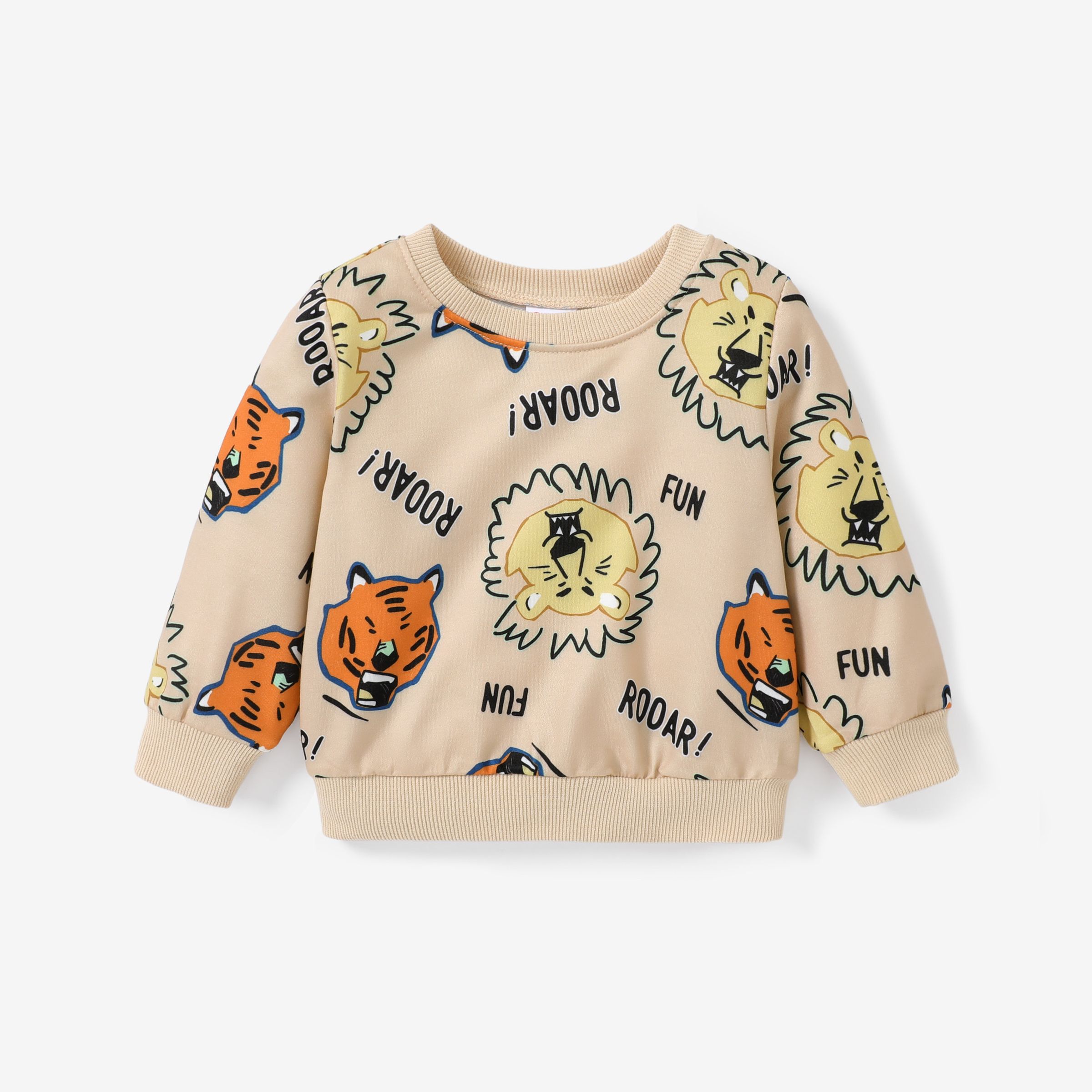 Baby Boy Childlike Lion and Letter Pattern Pullover Sweatshirt