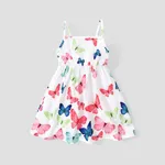 Sweet Butterfly Toddler Girl Dress with Hanging Strap - Polyester Spandex Blend White