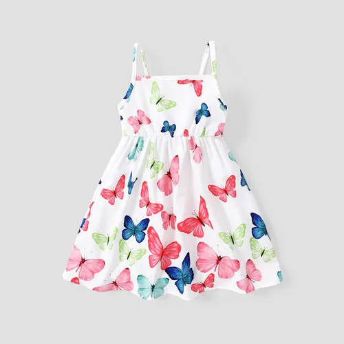 Toddler Girl Sweet Butterfly Print Bowknot Design Dress