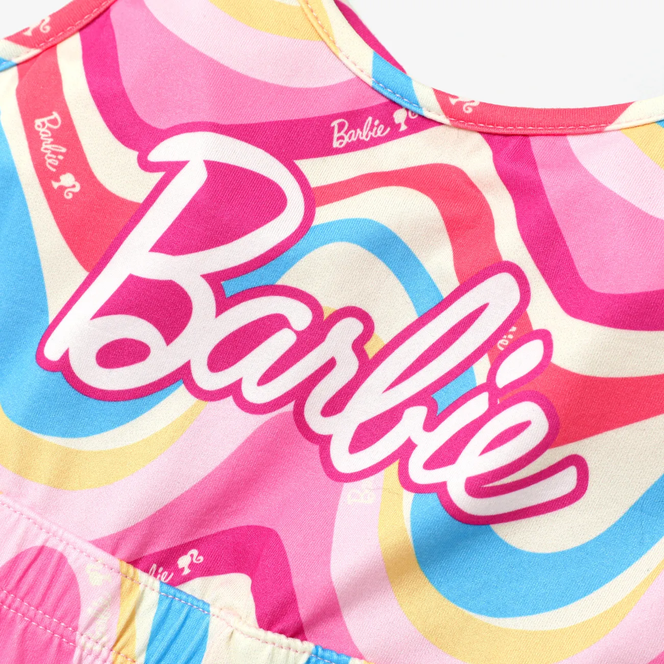 Barbie Toddler/Kid Girl Tyedyed Colorful Pattern with Classic Logo Print Jumpsuit Roseo big image 1
