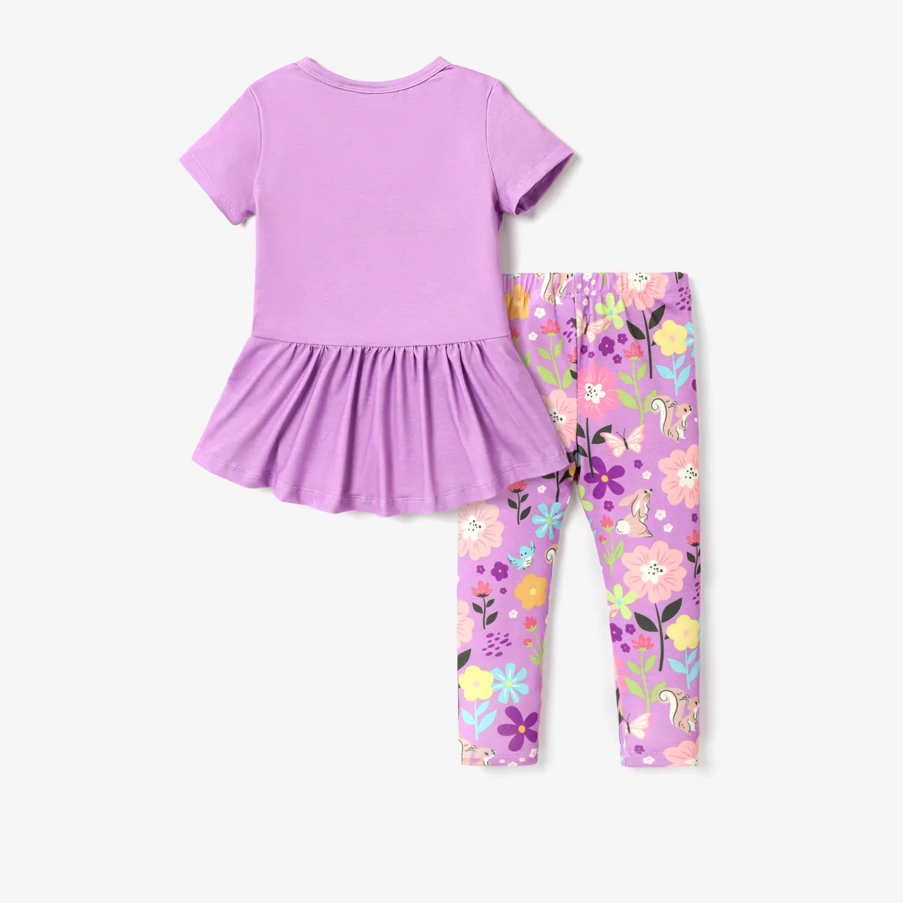 Disney Princess 2 pièces Enfant en bas âge Fille Bord à volants Enfantin ensembles de t-shirts Violet big image 1