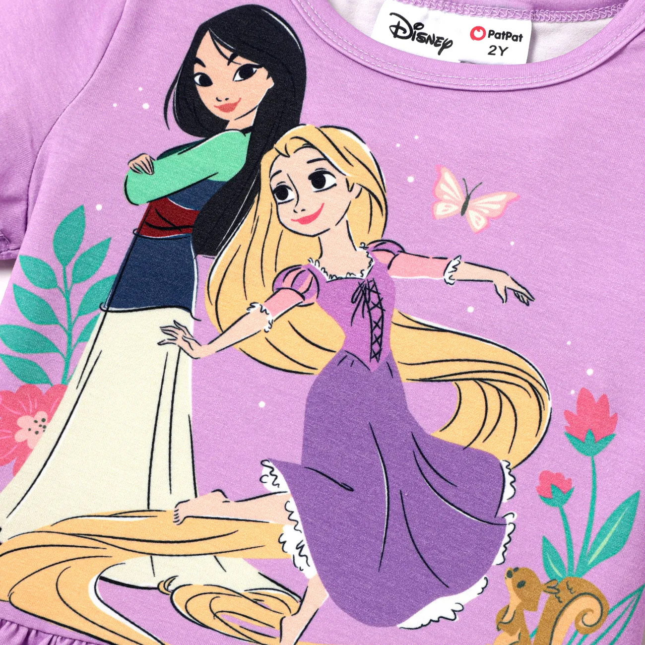 Disney Princess Toddler Girl 2pcs Naia™ Character Print Peplum Long-sleeve Tee and Floral Pants Set Purple big image 1