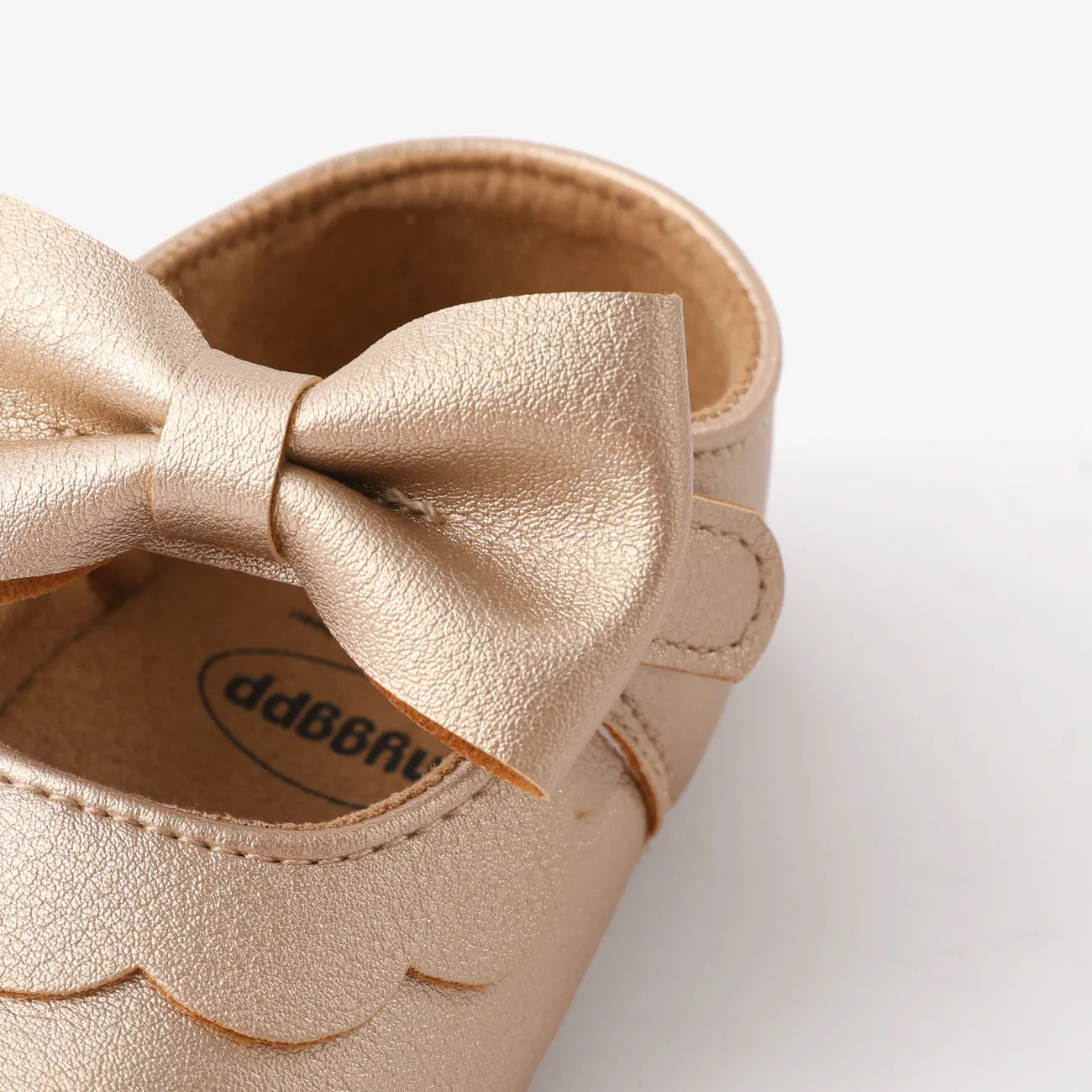 Baby Girl Sweet Hyper-Tactile 3D Bow-tie Solid Prewalker Shoes Gold big image 1