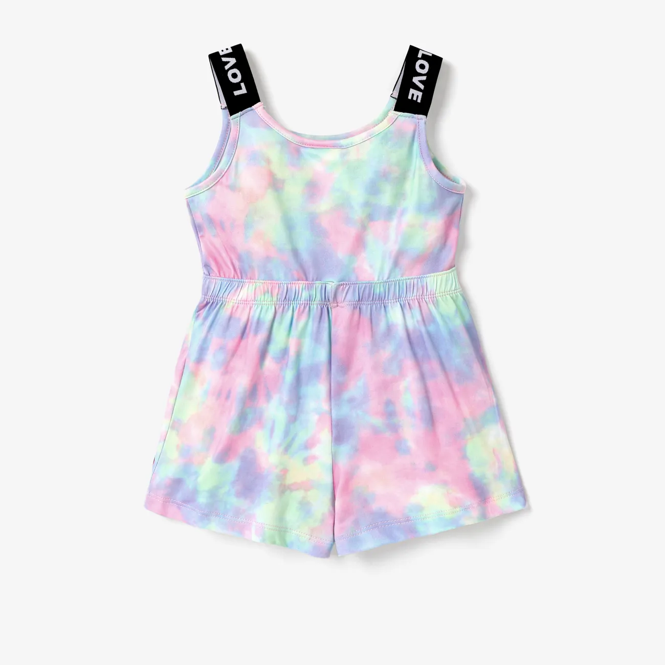 Barbie Toddler/Kid Girl Tyedyed Colorful Pattern with Classic Logo Print Jumpsuit Multi-color big image 1