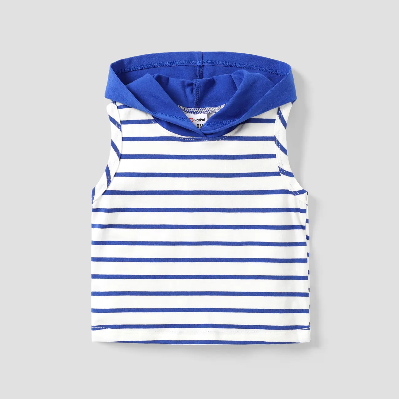 Baby Boy's Casual Style Stripe Hooded Pullover Set Blue big image 1