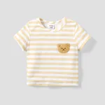 Baby Boys/Girls Bear Animal Pattern Casual Short Sleeve Tee   Color block