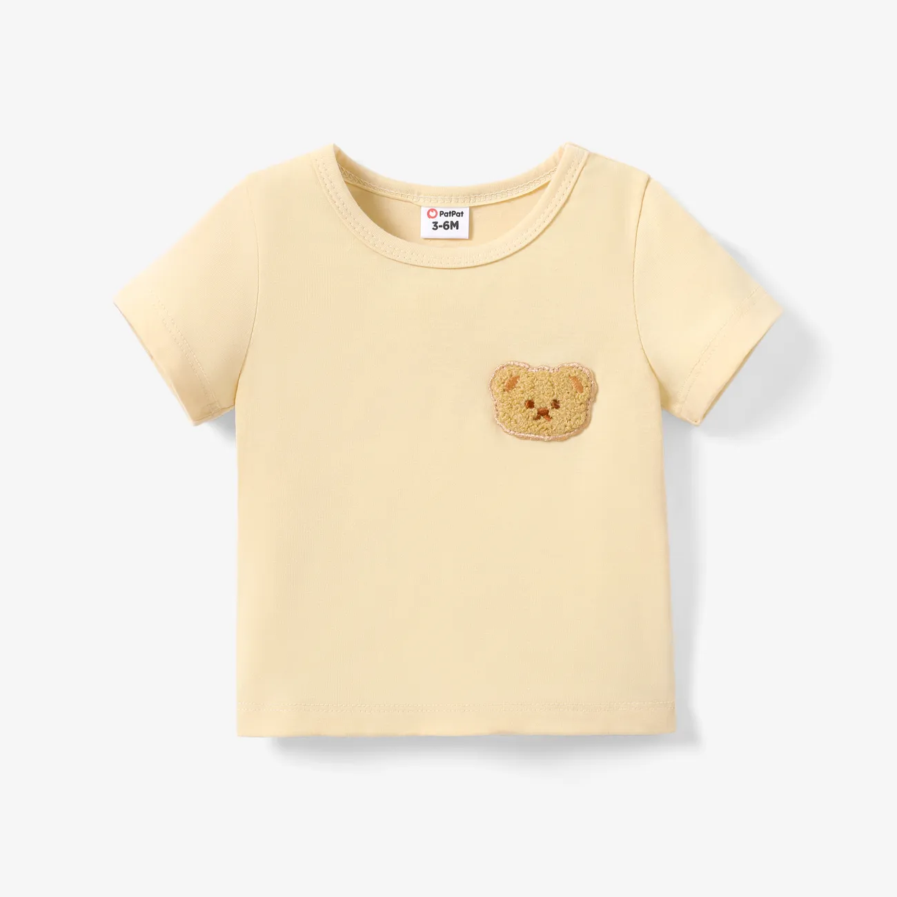 Baby Boys/Girls Bear Animal Pattern Casual Short Sleeve Tee   Apricot big image 1