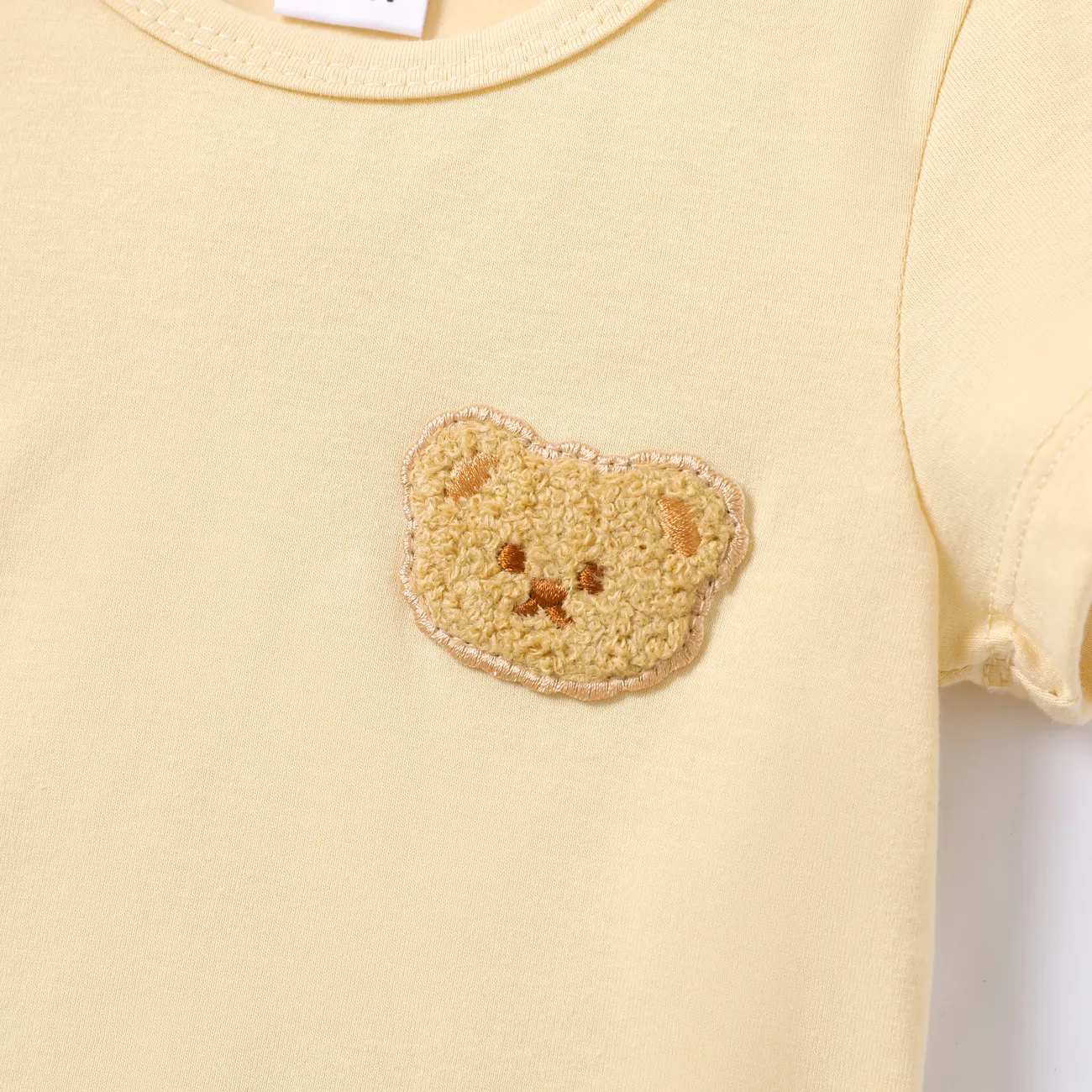 Baby Boys/Girls Bear Animal Pattern Casual Short Sleeve Tee   Apricot big image 1