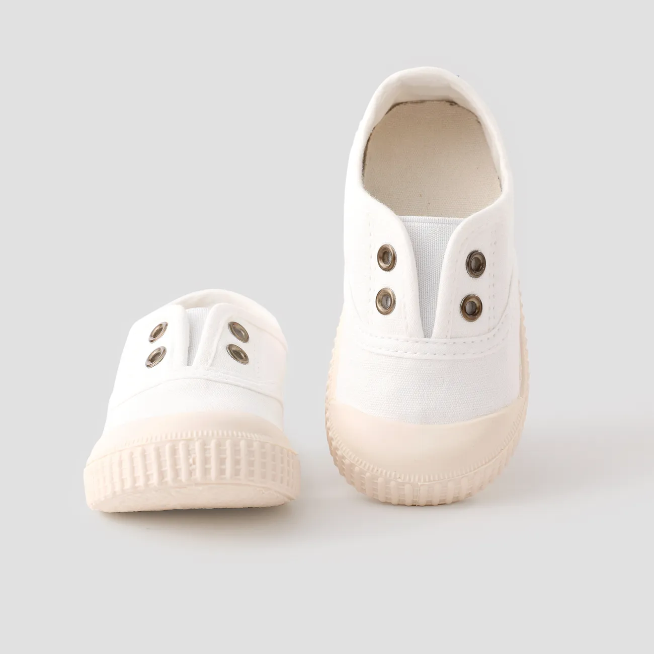 طفل صغير / أطفال فتاة / فتى الأساسية الصلبة اللون أحذية عارضة أبيض big image 1