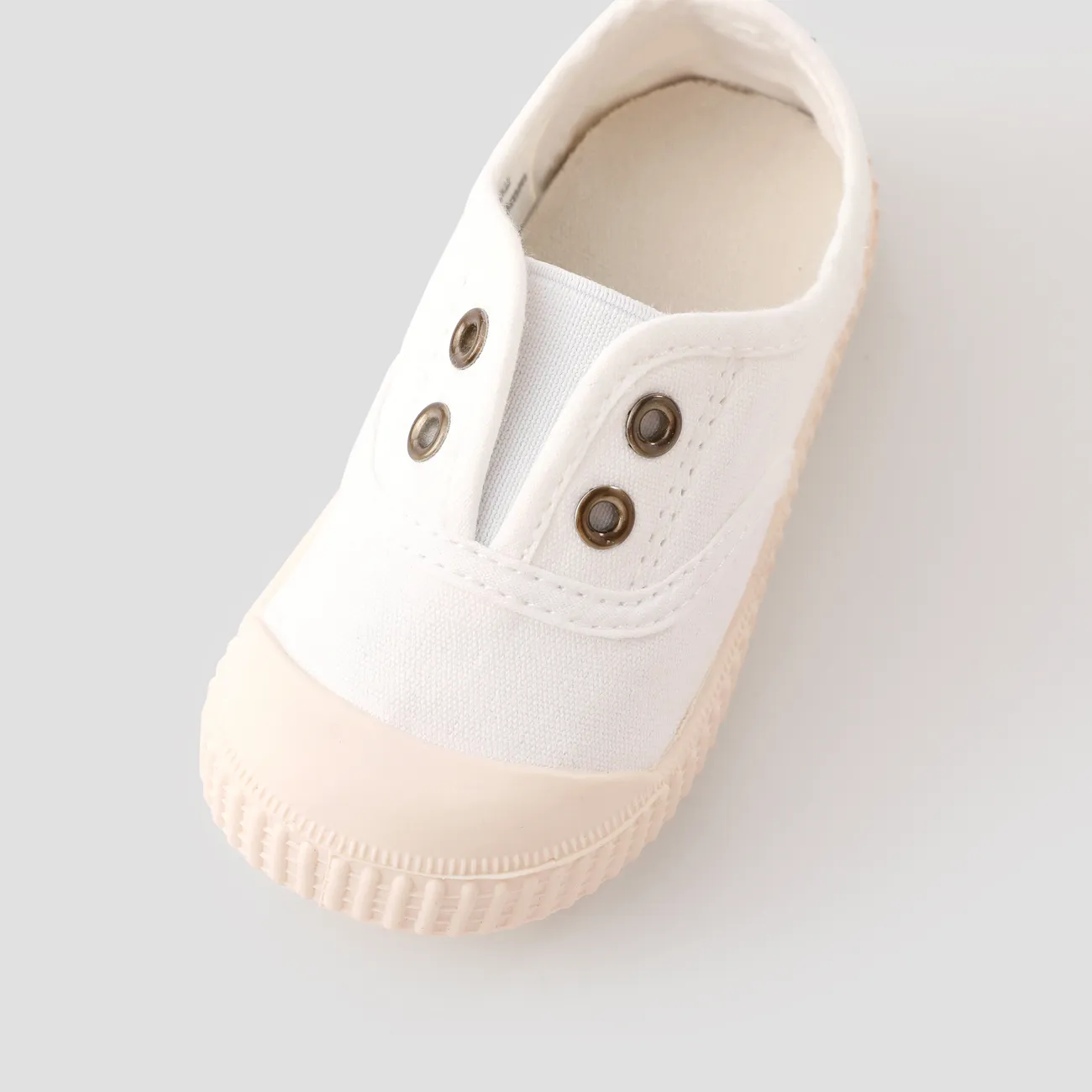طفل صغير / أطفال فتاة / فتى الأساسية الصلبة اللون أحذية عارضة أبيض big image 1