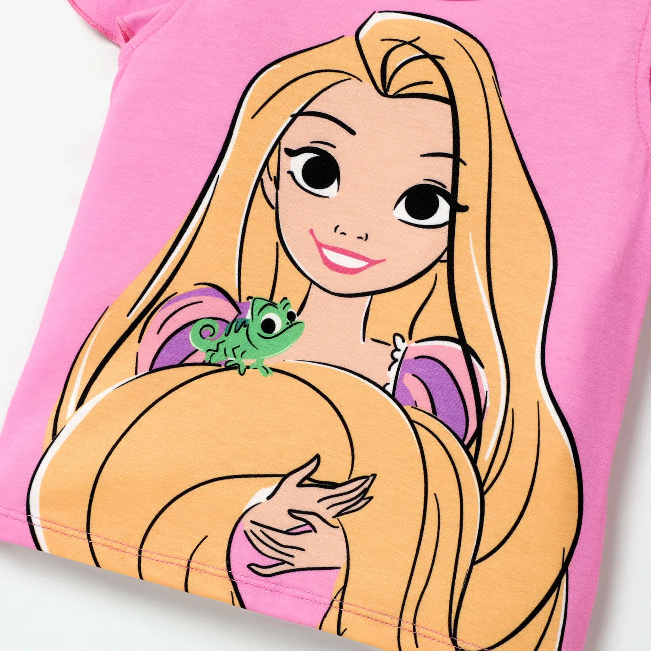 Disney Princess Criança Menina Extremidades franzidas Infantil Manga curta T-shirts Roseo big image 1