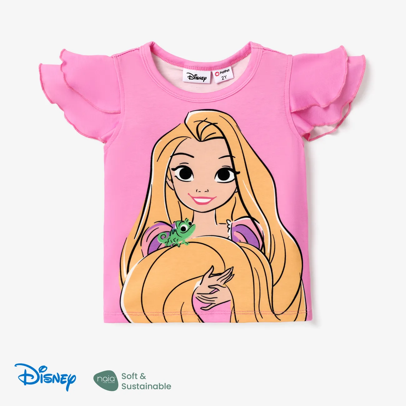 Disney Princess Páscoa Criança Menina Extremidades franzidas Infantil Manga curta T-shirts Roseo big image 1