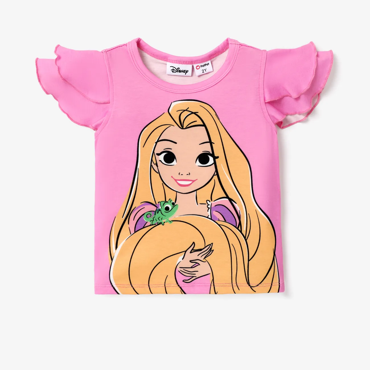 Disney Princess Pascua Niño pequeño Chica Volantes Infantil Manga corta Camiseta Roseo big image 1