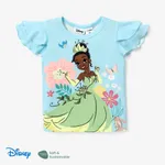 Disney Princess Pâques Enfant en bas âge Fille Bord à volants Enfantin Manches courtes T-Shirt Bleu Clair
